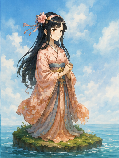 島を案内する精霊
